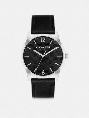 Coach New York Black Signature Dial Leather Strap Watch!! New in box